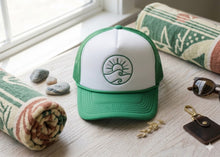 Load image into Gallery viewer, Green Room Sun Waves Trucker
